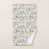 Rustic Eucalyptus Gold Waterverf Pattern Monogram Bad Handdoek (Handdoek)