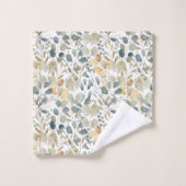Rustic Eucalyptus Gold Waterverf Pattern Monogram Bad Handdoek (Wasdoekje)