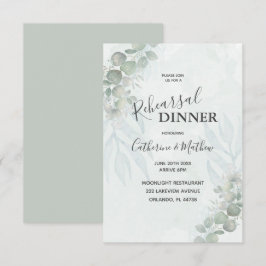 Rustic Eucalyptus Green Rehearsal Dinner Wedding Kaart