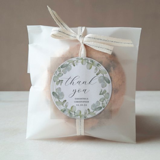 Rustic Eucalyptus Green Weddenschap Ronde Sticker