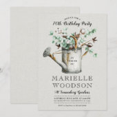 Rustic Eucalyptus Greenery 70th Birthday Party Kaart (Voorkant / Achterkant)