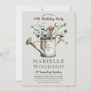 Rustic Eucalyptus Greenery 70th Birthday Party Kaart
