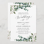 Rustic Eucalyptus Greenery All-in-One Wedding Kaart (Voorkant / Achterkant)