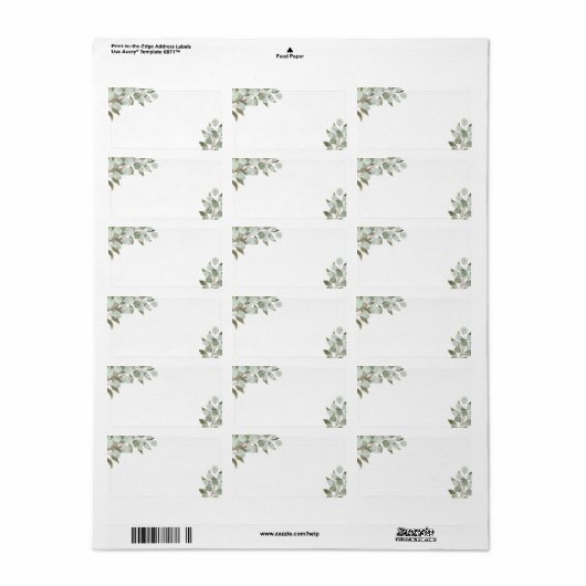 Rustic Eucalyptus & Greenery Blank Weddenschap Etiket (Full Sheet)