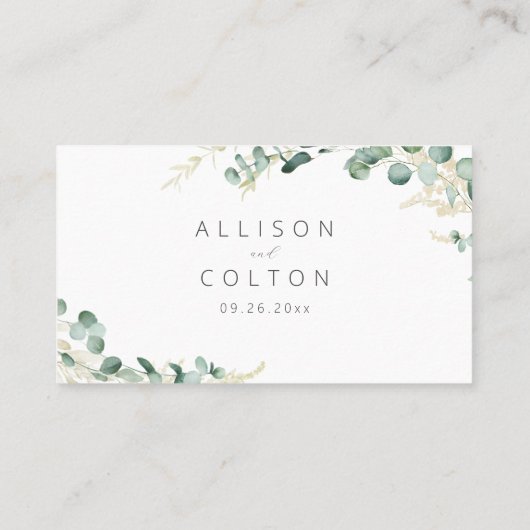 Rustic eucalyptus greenery boho bridal Registry Plaatskaartje (Achterkant)
