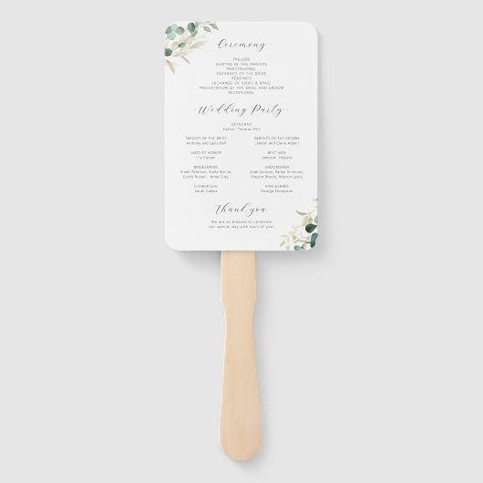 Rustic eucalyptus greenery boho bruiloft handwaaier (Achterkant)