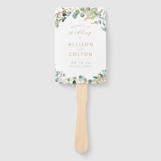 Rustic eucalyptus greenery boho bruiloft handwaaier (Voorkant)