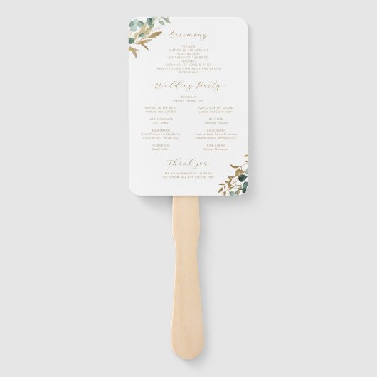 Rustic eucalyptus greenery boho bruiloft handwaaier (Achterkant)