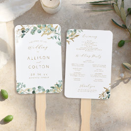 Rustic eucalyptus greenery boho bruiloft handwaaier