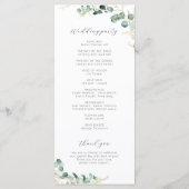 Rustic eucalyptus greenery boho bruiloft programmakaart (Achterkant)