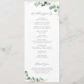 Rustic eucalyptus greenery boho bruiloft programmakaart (Achterkant)