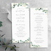Rustic eucalyptus greenery boho bruiloft programmakaart