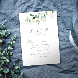 Rustic eucalyptus greenery boho bruiloft RSVP Kaartje
