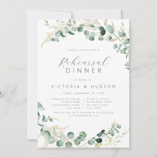 Rustic eucalyptus greenery boho repetitief diner kaart (Voorkant)