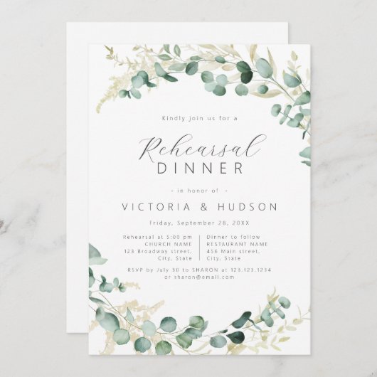 Rustic eucalyptus greenery boho repetitief diner kaart (Voorkant / Achterkant)