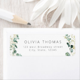 Rustic eucalyptus greenery boho return address etiket