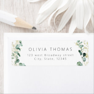 Rustic eucalyptus greenery boho return address etiket