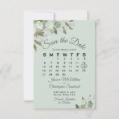 Rustic Eucalyptus Greenery Calendar Munt Wedding Save The Date (Voorkant)