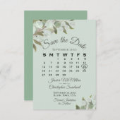 Rustic Eucalyptus Greenery Calendar Munt Wedding Save The Date (Voorkant / Achterkant)