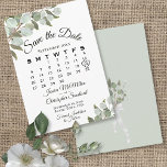 Rustic Eucalyptus Greenery Calendar White Wedding Save The Date<br><div class="desc">Met deze mooie opslagkaart kunnen je vrienden en familie op de hoogte zijn van je aanstaande bruiloft. Het is voorzien van een elegant boho chic design met een aanpasbare kalender van je trouwmaand met een hart rond je speciale dag, omgeven door eucalyptusbladeren en groen op een witte achtergrond. Er is...</div>