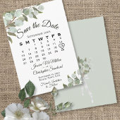 Rustic Eucalyptus Greenery Calendar White Wedding Save The Date