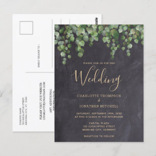Rustic Eucalyptus Greenery Chalkboard Wedding Briefkaart
