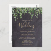 Rustic Eucalyptus Greenery Chalkboard Wedding Briefkaart (Voorkant / Achterkant)