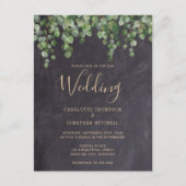 Rustic Eucalyptus Greenery Chalkboard Wedding Briefkaart (Voorkant)
