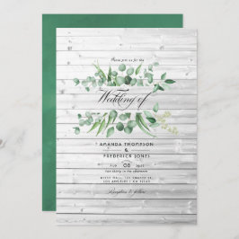 Rustic Eucalyptus Greenery Country Barn Wedding Kaart