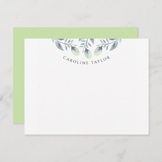 Rustic Eucalyptus Greenery Custom Boho Stationery Notitiekaartje (Voorkant / Achterkant)