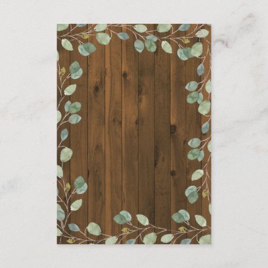 Rustic Eucalyptus Greenery | Details van de bruilo Informatiekaartje (Achterkant)