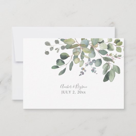 Rustic Eucalyptus Greenery Duo no Meal RSVP Card 3 (Achterkant)