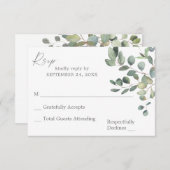 Rustic Eucalyptus Greenery Duo no Meal RSVP Card 3 (Voorkant / Achterkant)