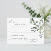 Rustic Eucalyptus Greenery Duo no Meal RSVP Card 3 Kaartje (Staand voorkant)