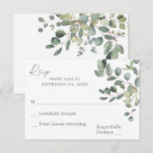 Rustic Eucalyptus Greenery Duo no Meal RSVP Card 3 Kaartje (Voorkant / Achterkant)