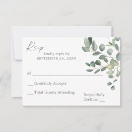 Rustic Eucalyptus Greenery Duo no Meal RSVP Card 3 Kaartje