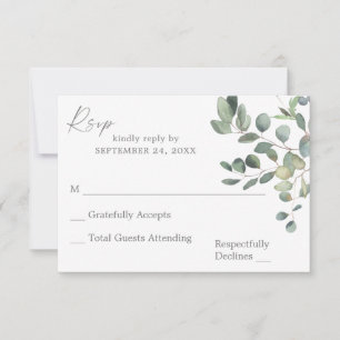 Rustic Eucalyptus Greenery Duo no Meal RSVP Card 3 Kaartje