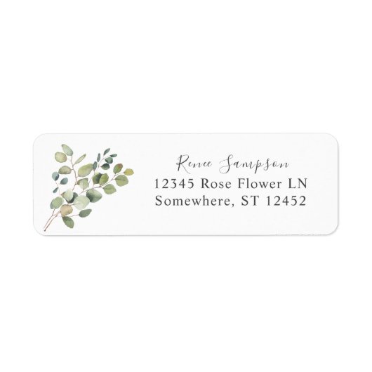 Rustic Eucalyptus Greenery Duo Return Address Etiket (Voorkant)