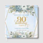 Rustic Eucalyptus Greenery Dusty Blue 90 Birthday Gastenboek (Voorkant)