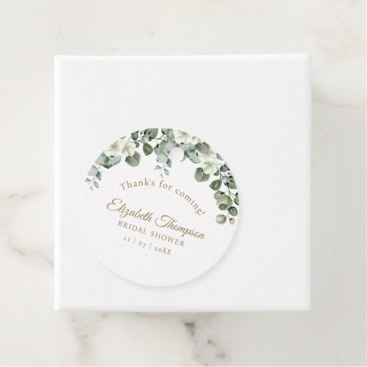 Rustic Eucalyptus Greenery Elegant Bridal Shower Bedankjes Labels (In situ)