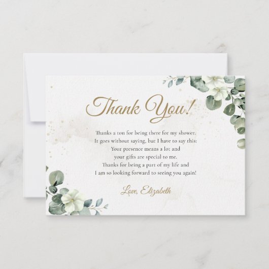  Rustic Eucalyptus Greenery Elegant Bridal Shower Bedankkaart (Voorkant)