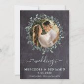 Rustic Eucalyptus Greenery Foto QR Code Weddenscha Kaart (Voorkant)