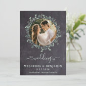 Rustic Eucalyptus Greenery Foto QR Code Weddenscha Kaart (Staand voorkant)