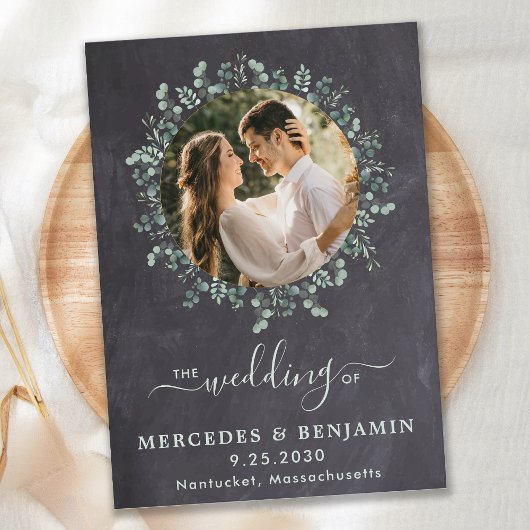 Rustic Eucalyptus Greenery Foto QR Code Weddenscha Kaart