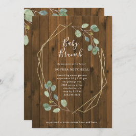 Rustic Eucalyptus Greenery Geometric Baby Brunch Kaart