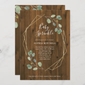 Rustic Eucalyptus Greenery Geometric Baby Sprinkle Kaart (Voorkant / Achterkant)