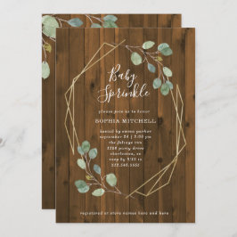 Rustic Eucalyptus Greenery Geometric Baby Sprinkle Kaart