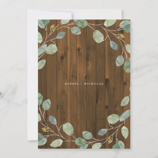 Rustic Eucalyptus Greenery | Geometrische bruiloft Kaart (Achterkant)