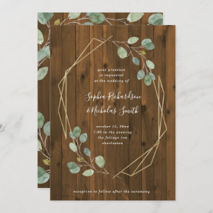 Rustic Eucalyptus Greenery   Geometrische bruiloft Kaart