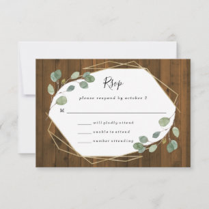 Rustic Eucalyptus Greenery Geometrische bruiloft RSVP Kaartje